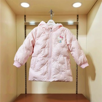 hellokitty新款女童兒童羽絨服凱蒂貓KT中長款白鴨絨洋氣休閑外套