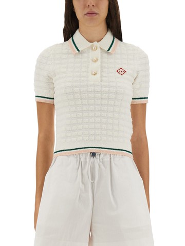 casablanca cotton bouclé polo shirt
