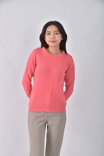 (S) 質感粉色長袖上衣