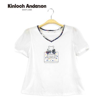 Kinloch Anderson 小泡袖印花上衣  金安德森女裝(KA0853039白)