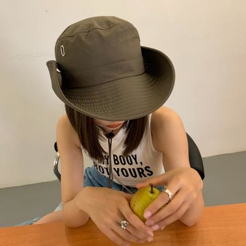 日系潮牌抽繩漁夫帽子男女夏季透氣防曬戶外登山釣魚帽西部牛仔帽