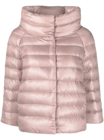 Herno - funnel-neck quilted jacket - women - Feather Down/Cotton/Polyamide/Polyamide/Polyester - 50 - Pink