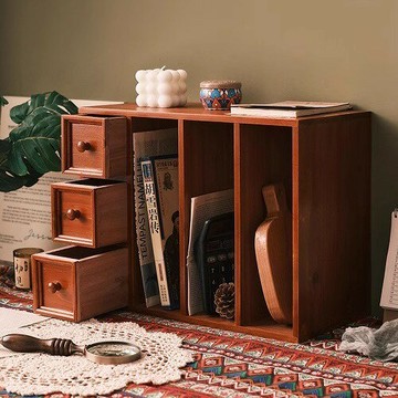 【含稅/免運】 實木桌面收納盒書桌抽屜式收納柜辦公室客廳文件茶杯雜物整理盒子