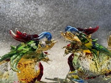 水晶玻璃 琉璃 麒麟擺飾 招財
