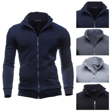 男復古運動抓絨拉鏈外套Men's Sports Casual Fleece Zipper Coat