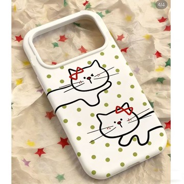 ✨iphone手機殼✨波點貓咪iPhone17ProMax蘋果手機殼新款15/16情侶款可愛防摔網紅X