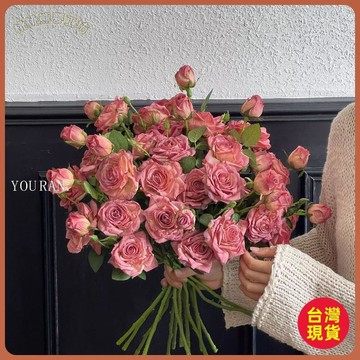 ✨台灣出貨✨復古焦邊田園玫瑰仿真花束高檔軟裝客廳家居擺件假花插花擺設花藝