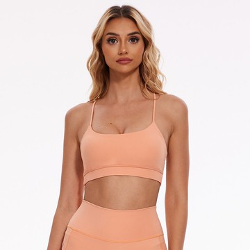 【SILVERWIND】純色系列柔和桃健身交叉美背運動吊帶外穿瑜伽背心