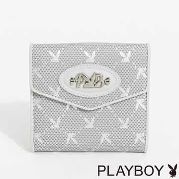 PLAYBOY - 短夾  Morning Mist系列 - 銀色
