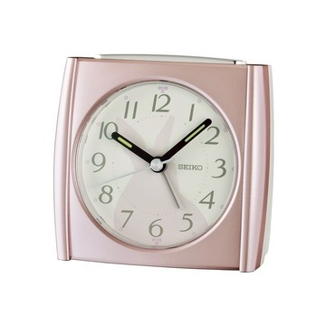 seiko SK037 精工鐘 QHE209P 可愛小兔 嗶嗶鬧鈴夜光指針貪睡鬧鐘 粉 8.5x9x6.3cm