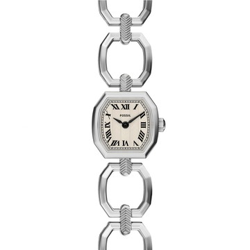 FOSSIL Harlow Mini 復古八角雙針手鍊女錶-銀/20mm ES5485