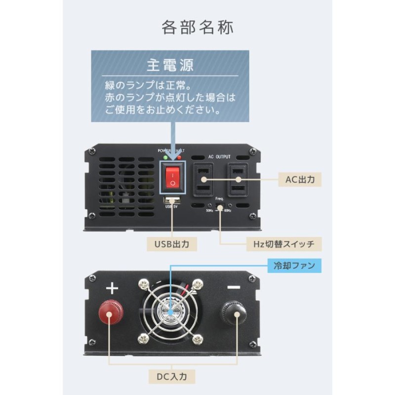 DC/ACインバーター バッテリー ポータブル電源 防災 車中泊 アウトドア