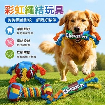 寵物用品 寵物玩具彩虹繩結玩具係列狗狗潔齒耐咬繩結玩具磨牙解悶大小型犬拔河玩具 狗狗玩具 toy 藏食玩具 小狗玩具