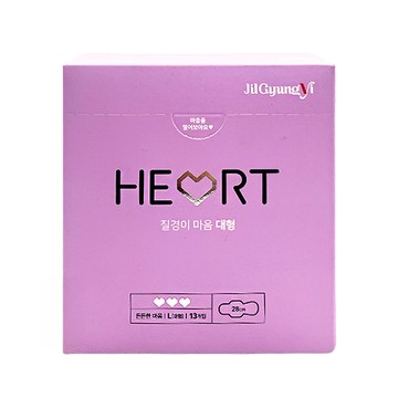 JilGyungYi 質更益 Heart系列潔翼型衛生棉 韓國1號玉米成分上層膜 三面密封處理 安心使用  L號 28cm  13片  1盒