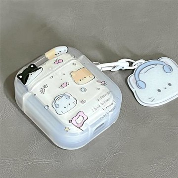 可愛耳機貓咪適用Baseus倍思E3耳機套M2透明W04軟WM05真無線藍牙WM02保護殼M2/W04+/storm3無線耳機套wo4/3