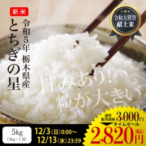 米 5kg お米 とちぎの星 送料無料 令和5年 新米 発送当日精米 栃木県産（北海道・九州 300円）令和大嘗祭献上品種