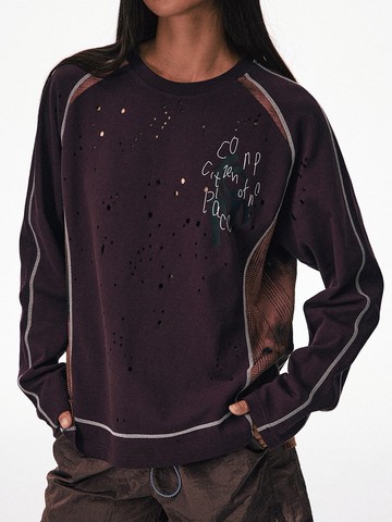 激光切割沖孔 / 復古長袖T恤上衣