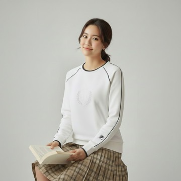 FILA 長袖學院風排汗快乾圓領T恤-白色 5TEZ-5713-WT