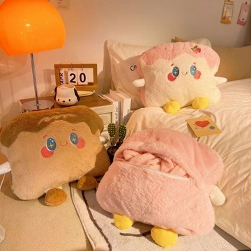 🔥台灣現貨🔥抱枕毯 兩用薄被 抱枕毯子二合一  抱枕被 卡通毛毯 保暖毯 午睡毯 空調毯 空調被 多功能抱枕 汽車毯靠墊