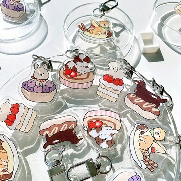 開心動物狗狗甜點壓克力吊飾五代/鑰匙圈/5款圖案