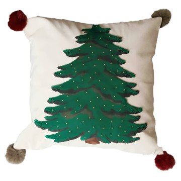 羅瓦涅米耶誕樹絨球抱枕套  45 x 45cm