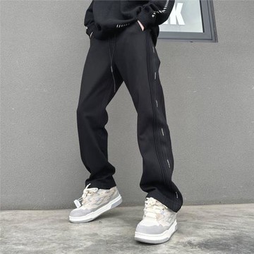 休閑褲子男士2024春夏季新款直筒寬松闊腿長褲潮牌垂感運動衛褲潮