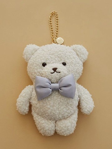 毛絨泰迪熊蝴蝶結卡套娃娃吊飾(08001059400) - Maison de FLEUR