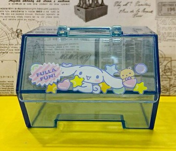 【震撼精品百貨】大耳狗 Cinnamoroll Sanrio 大耳狗喜拿狗掀蓋式透明置物盒-藍#00913 震撼日式精品百貨