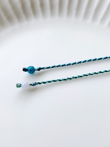 藍紋瑪瑙 粉藍+灰綠*2+薄荷綠 四股編 極細 幸運繩