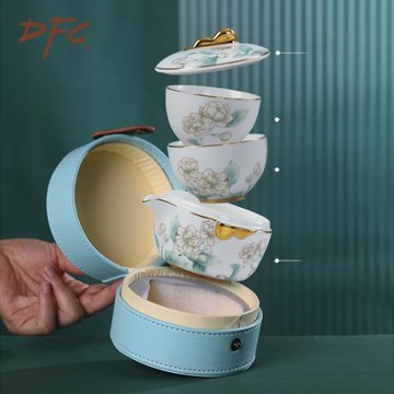 DFC五洲御瓷 車載陶瓷快客杯便攜簡約小套裝戶外旅行茶具套裝