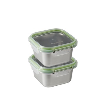 【康寧密扣Snapware】可微波不鏽鋼保鮮盒640ml-2件組