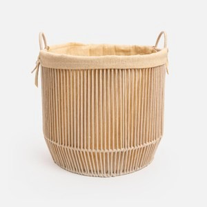 奧可利編織棉繩含內襯收納籃L 白