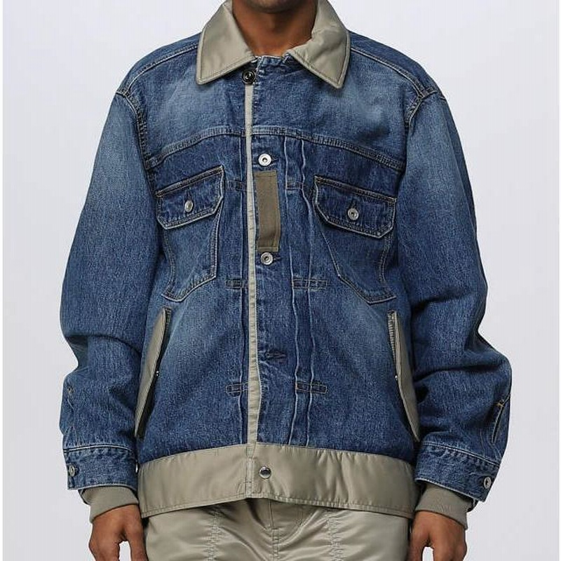 新品 sacai サカイ 23SS Denim x Nylon Twill Blouson デニムナイロンツイルブルゾン 23-03000M 1  BLUE Gジャン ドッキング ジャケット | LINEブランドカタログ