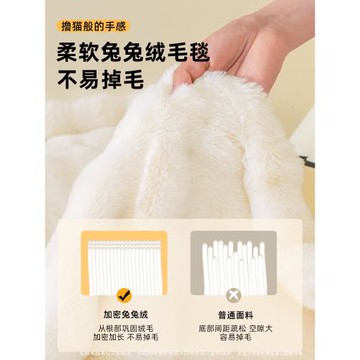 高級感輕奢兔毛絨蓋毯辦公室午睡冬季加絨加厚小毯子床上用毛毯gr