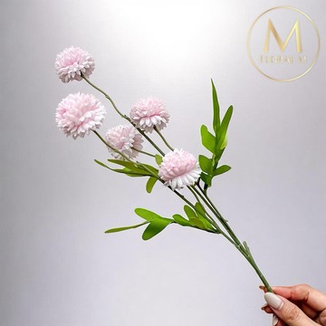 以後都走花路吧🌷快速出貨【Floral M】夏日繽紛圓舞曲優雅粉乒乓菊仿真花花材（1入組）