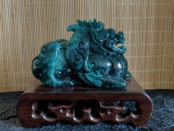 免費開光 招財貔貅 天然翡翠 藍水翡翠招財貔貅擺件 招財小物
