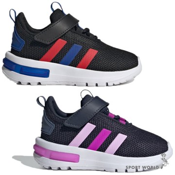 Adidas 慢跑鞋 小童鞋 魔鬼氈 Racer TR23 黑/深藍【運動世界】JH9568/JH9569