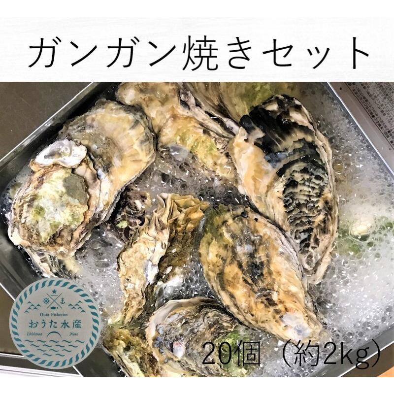 牡蠣のガンガン焼き　（冷凍）　（20個）(約2kg))（牡蠣ナイフ、片手用軍手付)）