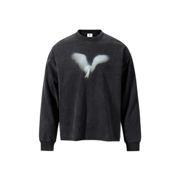 Forfearthat【自由】飛鴿水洗做舊復古長袖T恤男美式高街重磅上衣