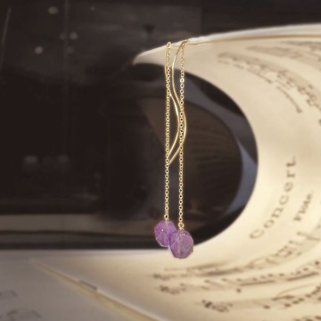 天然紫水晶316醫療鋼耳環/針式耳環 天然寶石 垂墜式 抗過敏耳環