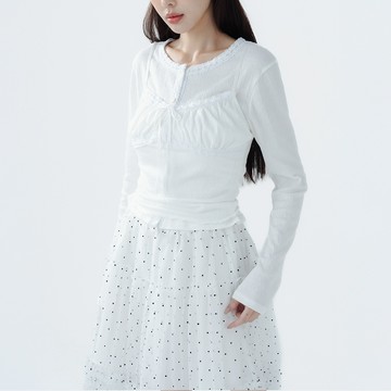 QUEENSHOP_S 女裝長袖 蕾絲排釦長袖背心兩件式上衣 兩色售 現+預 【01099737】