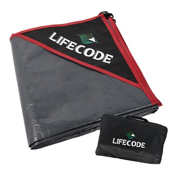 Lifecode 生活密碼 加厚防水PE地墊 180g PE材質+600D牛津布包邊 附收納袋  灰黑色  300 x 300cm