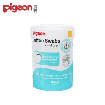 日本《Pigeon 貝親》紙軸棉棒(細)200支入