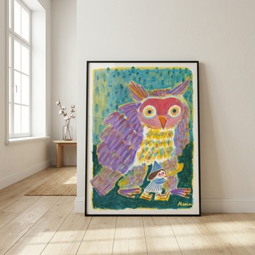 HSU, CHIA-YU｜小藍人與大眼睛 - 黑色鋁框-50x70cm