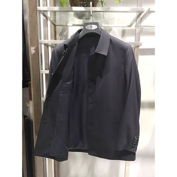 方仕2023春秋新款高端綿羊毛中長款風衣翻領商務休閑男士純色外套