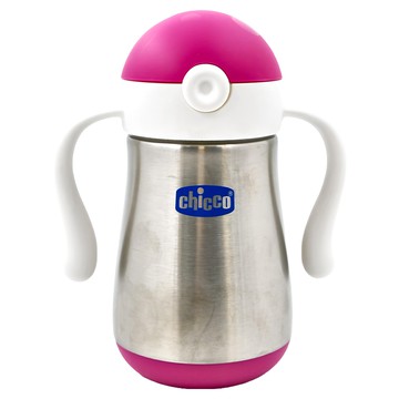Chicco 不鏽鋼吸管練習杯 237ml  粉色  1個