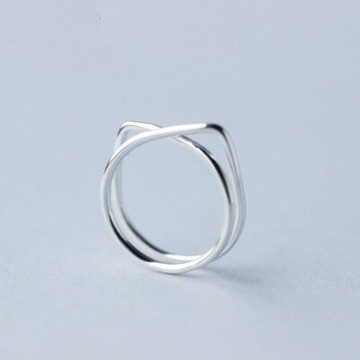 925純銀戒指開口戒-韓版潮流交叉編織情人節生日禮物女飾品73dt106【獨家進口】【米蘭精品】