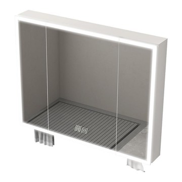 智能美妝鏡柜帶抽紙孔毛巾架衛生間防水收納儲物鏡子太空鋁鏡箱[DD150110]