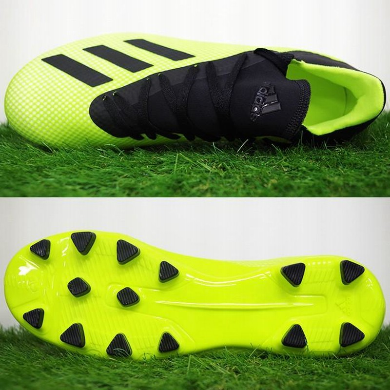 adidas サッカーシューズ ホワイト/ブラック/イエロー エックス 18.3 HG/AG アディダス(adidas) サッカースパイク