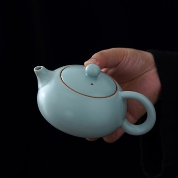 天青汝窯西施茶壺陶瓷泡茶器可養開片家用過濾壺功夫沖茶單壺小號